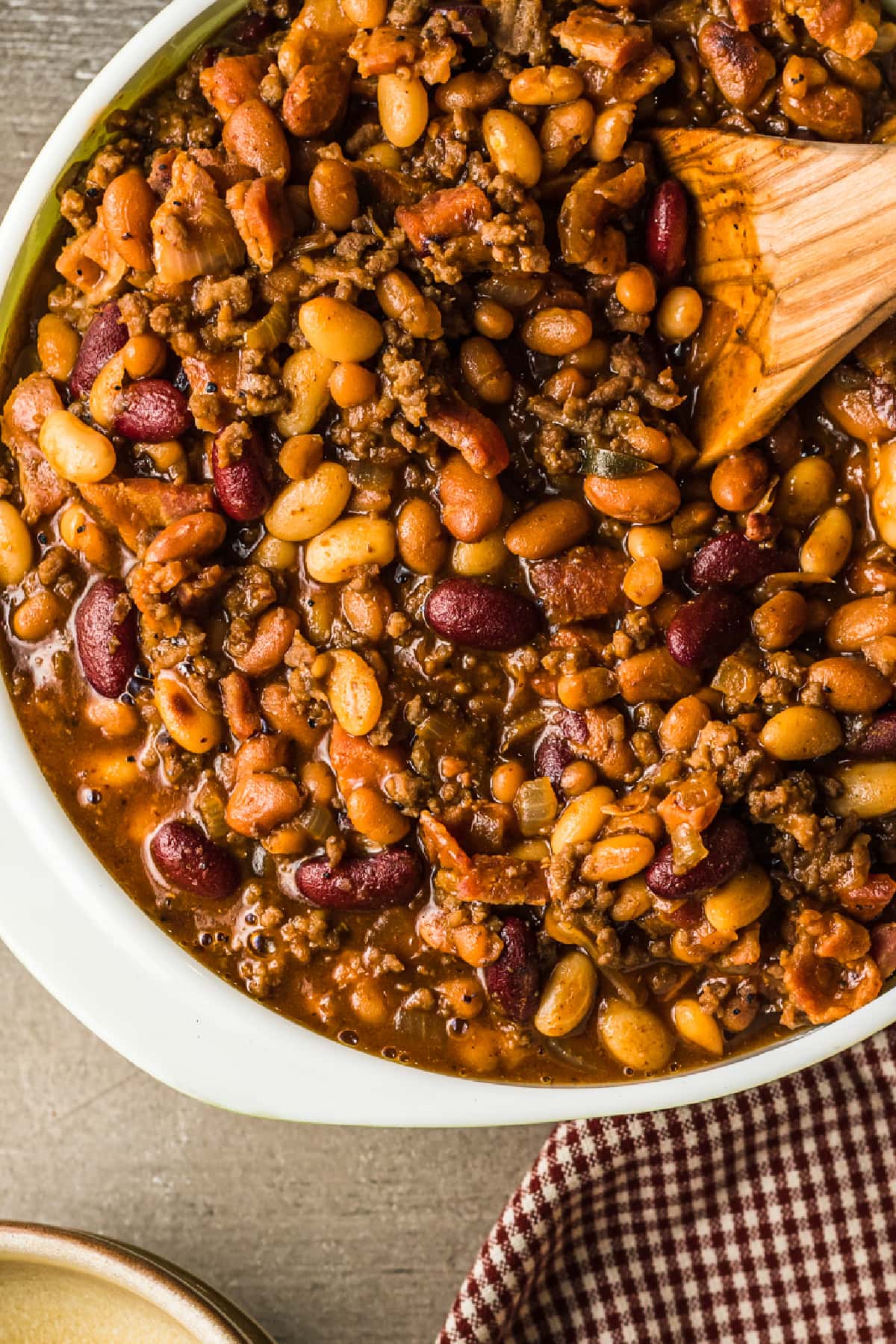 Cowboy Beans in a baking dish