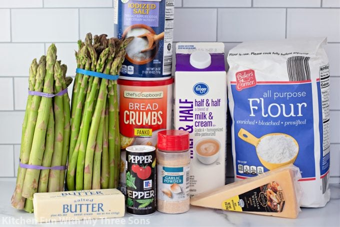 ingredients to make Baked Asparagus Casserole.