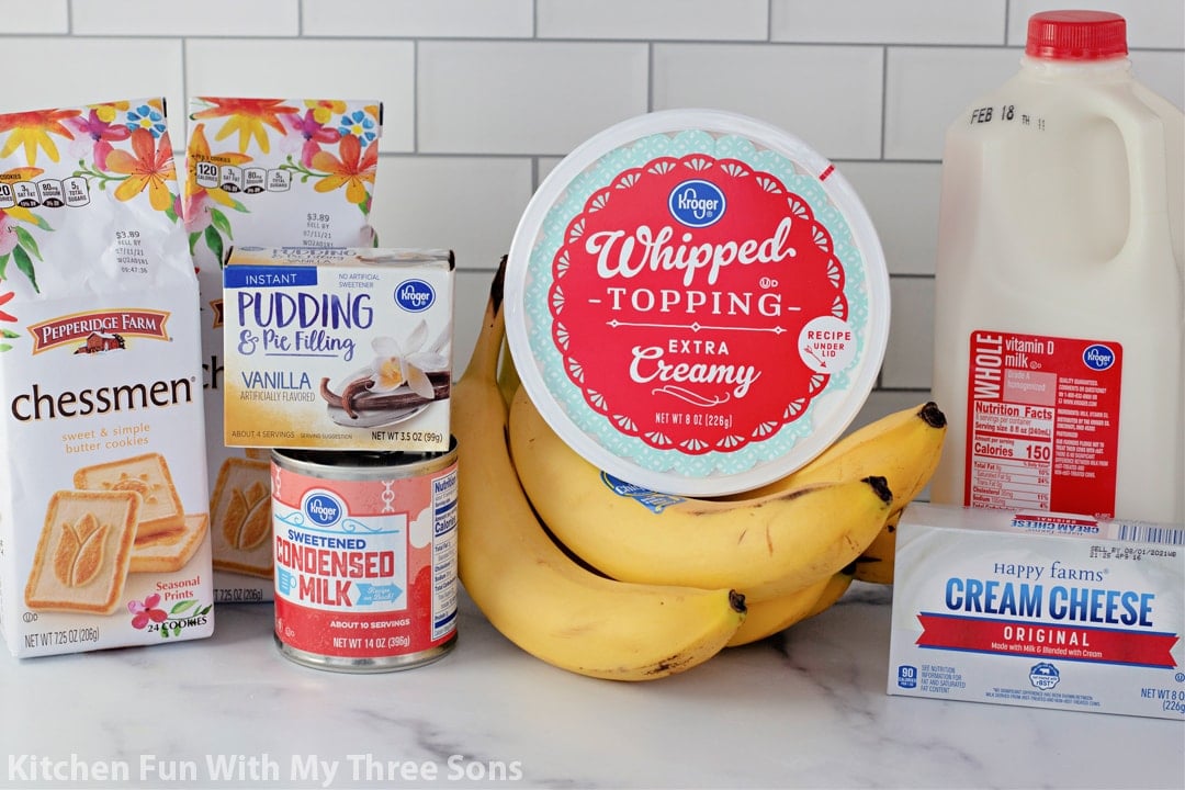 ingredients to make The Best Banana Pudding Recipe.