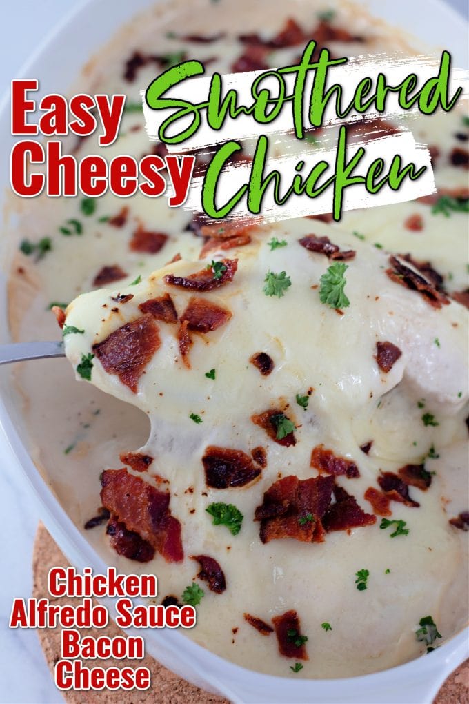 Cheesy Smothered Chicken with Bacon on Pinterest.