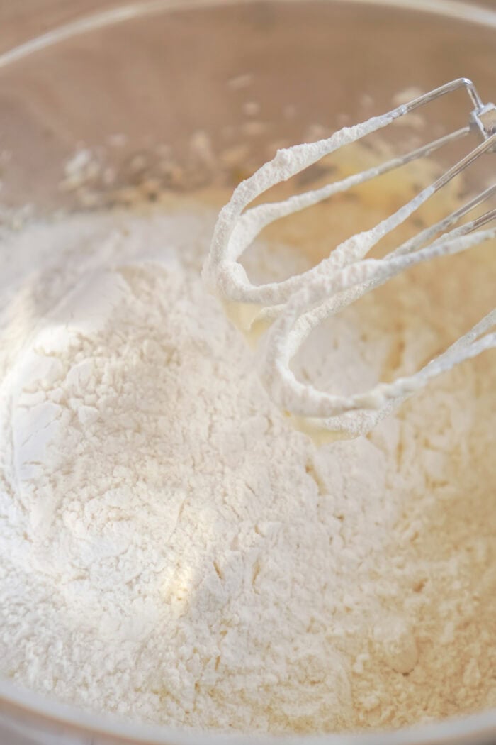 Dry ingredients added to cookie dough