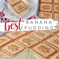 Pinterest graphic with photos of banana pudding