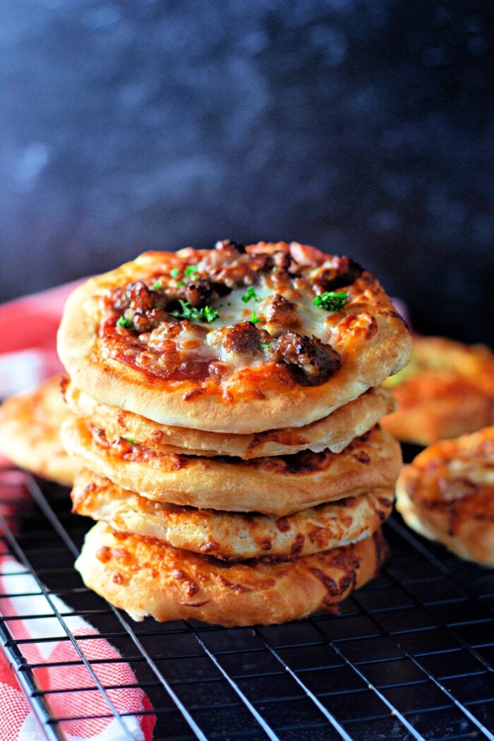 Mini Air Fryer Pizzas stacked 
