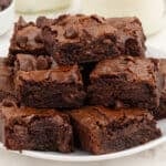 A pile of fudgy brownies feature