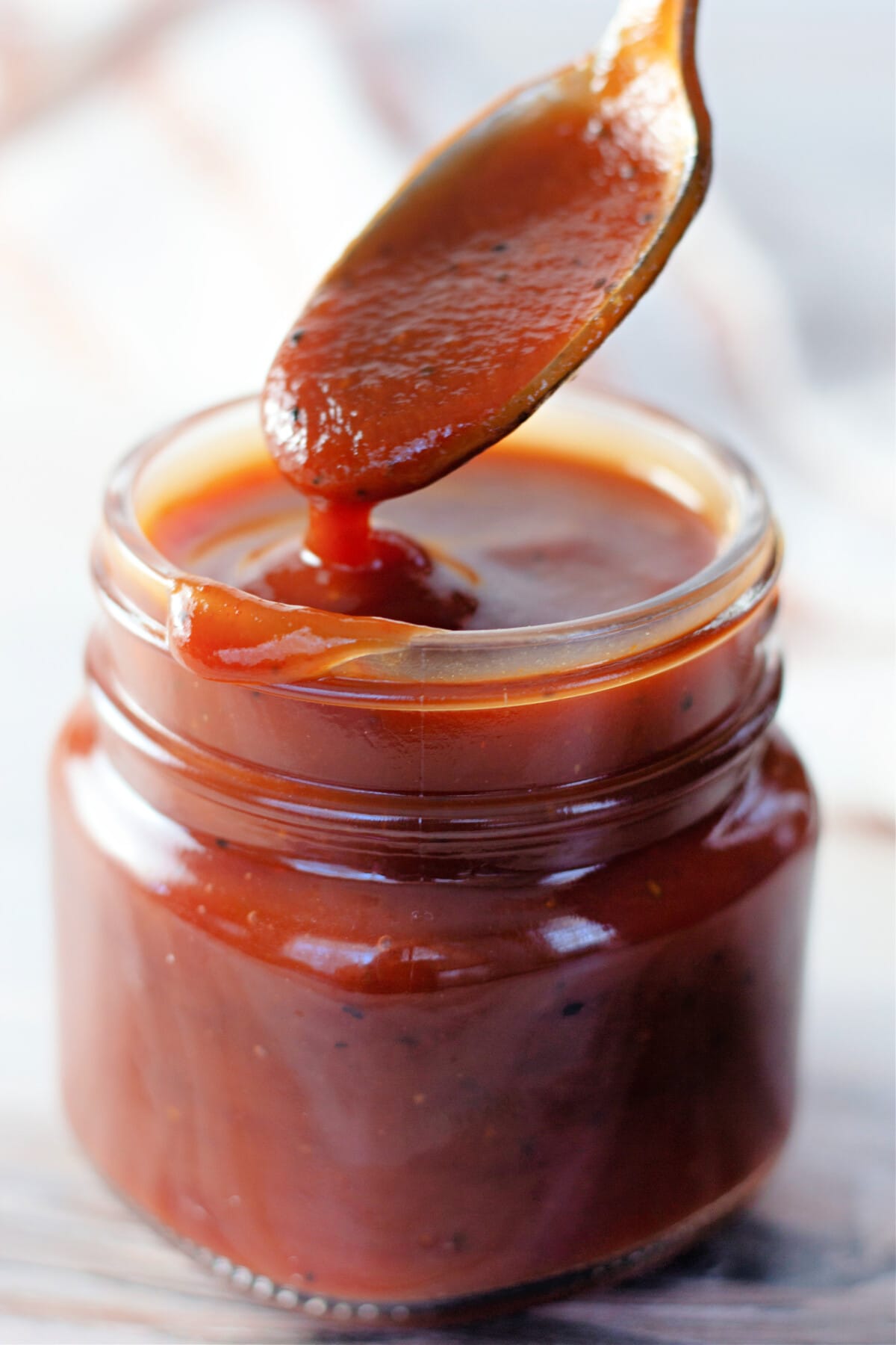 Homemade BBQ Sauce with a spoon