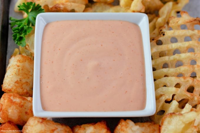 homemade fry sauce in a white bowl.