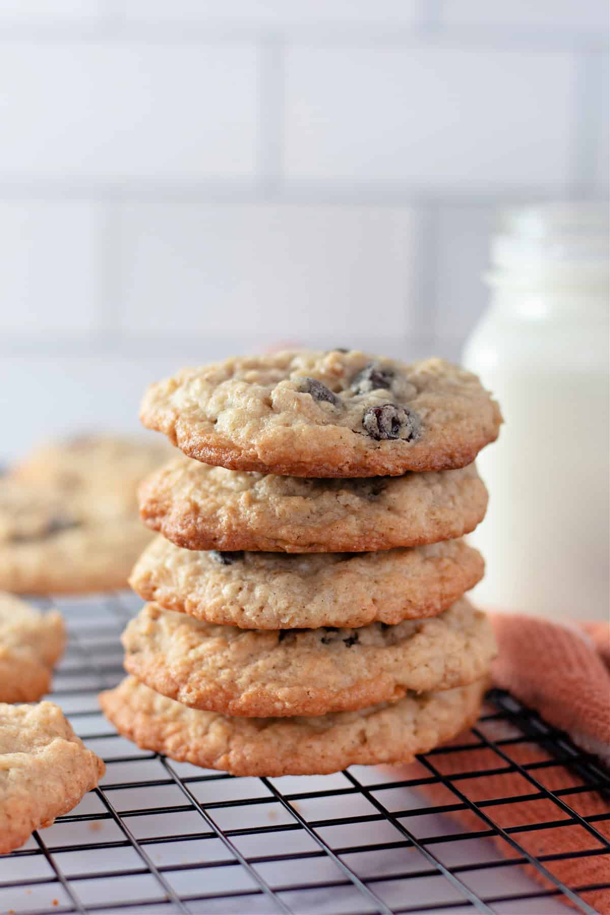 A stack of oatmeal raisin cookies