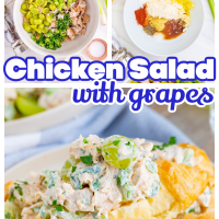 Pinterest collage of chicken salad with grapes