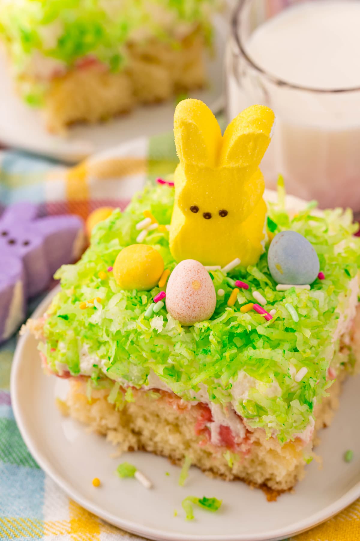 Easter Poke Cake with Peeps and Candy