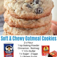 Chewy Oatmeal Raisin Cookies Pin