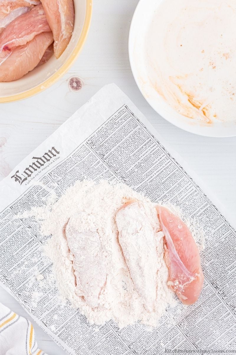 Coating in flour.