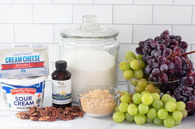 ingredients to make Creamy Grape Salad.