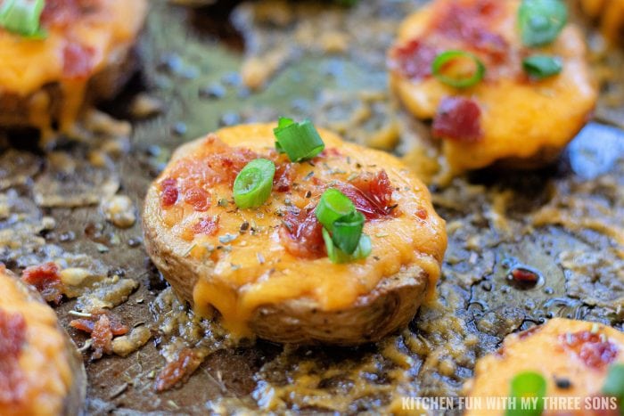 freshly baked Loaded Sliced Baked Potatoes.