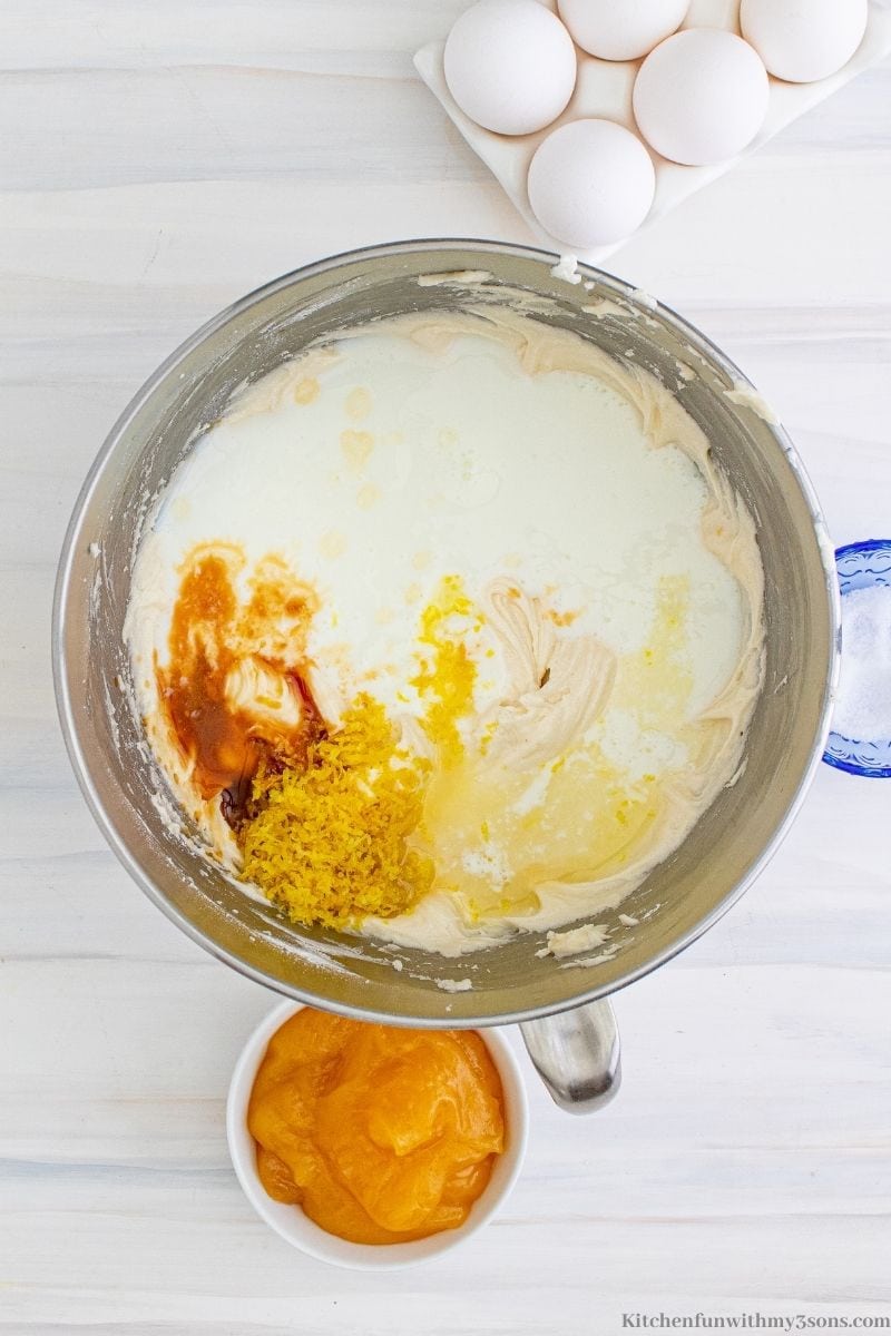 Lemon buttercream ingredients in a mixing bowl