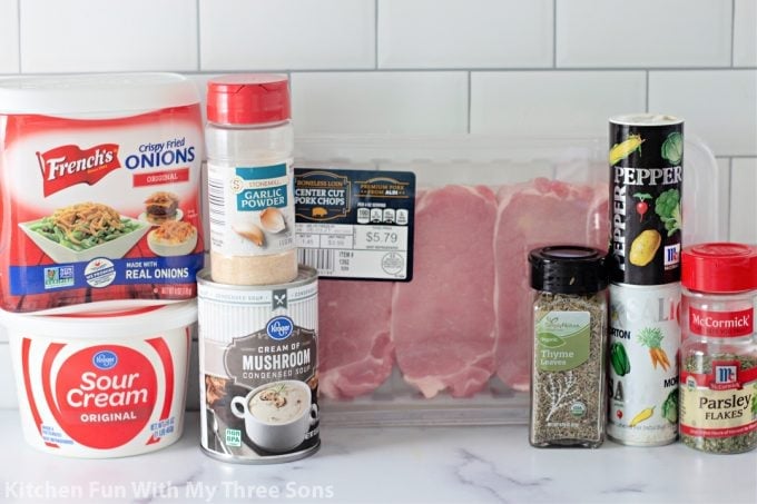 ingredients to make Pork Chop Casserole.