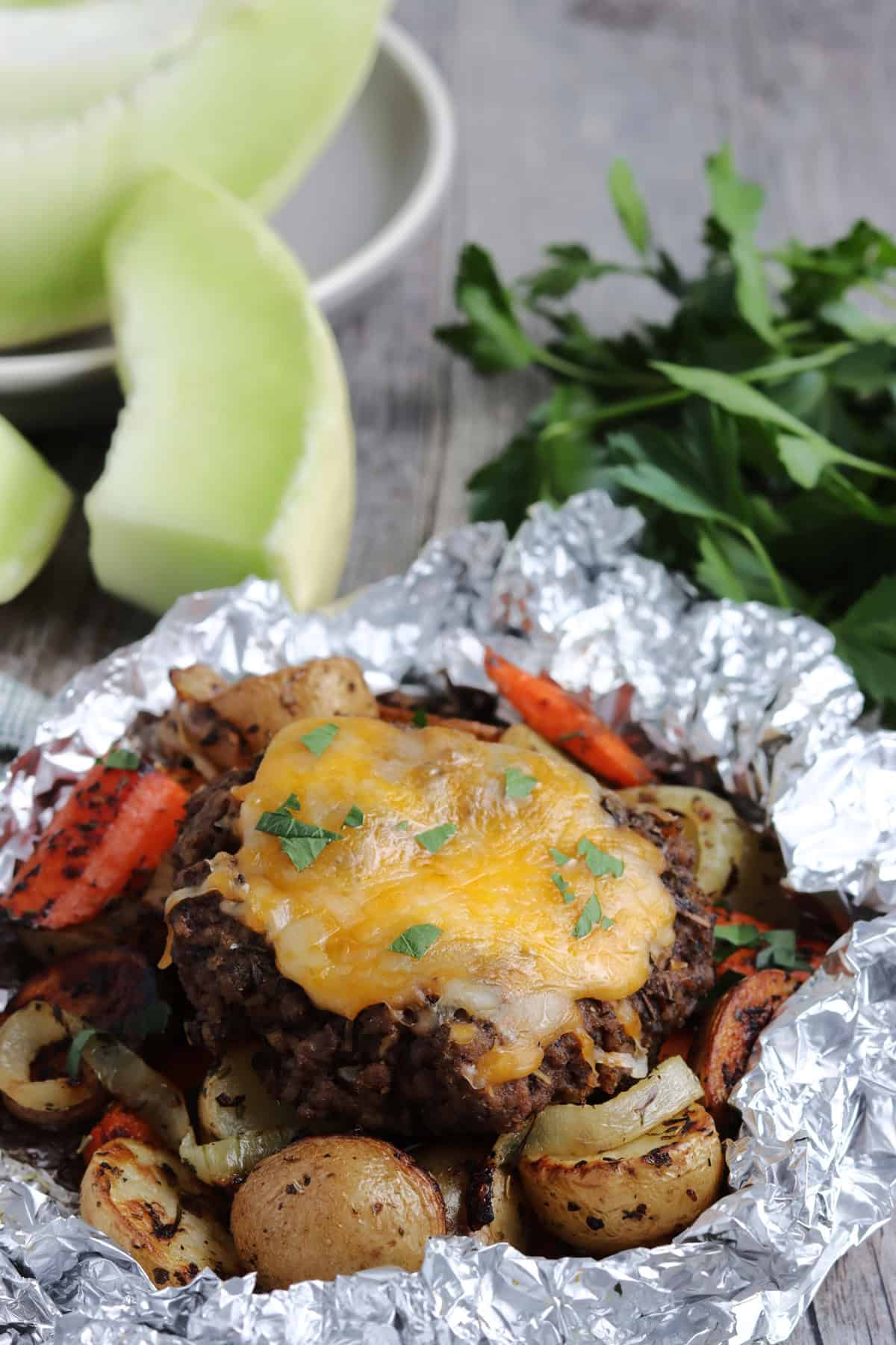 A hobo dinner foil packet