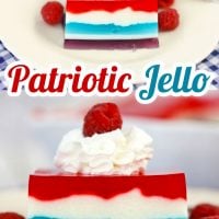 Red White and Blue Jello is an easy dessert that is perfect for Memorial Day, the 4th of July and Labor Day. It's fun, colorful and super tasty. #Dessert