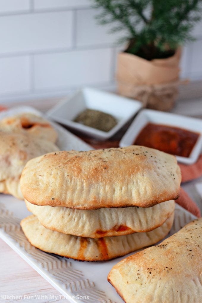 stacked Pepperoni Pizza Pockets.