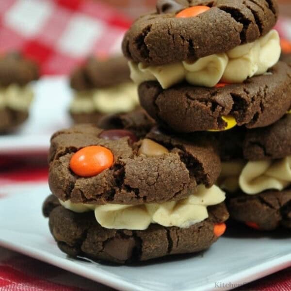 The cookies stacked on top of each other.