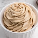 Peanut Butter Frosting in a ceramic bowl.