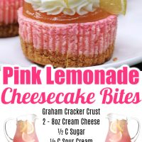 Pink Lemonade Cheesecake Bites pin