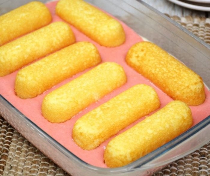 Adding the Twinkies into the pan.