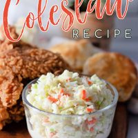 Pinterest graphic with an image of copycat KFC coleslaw