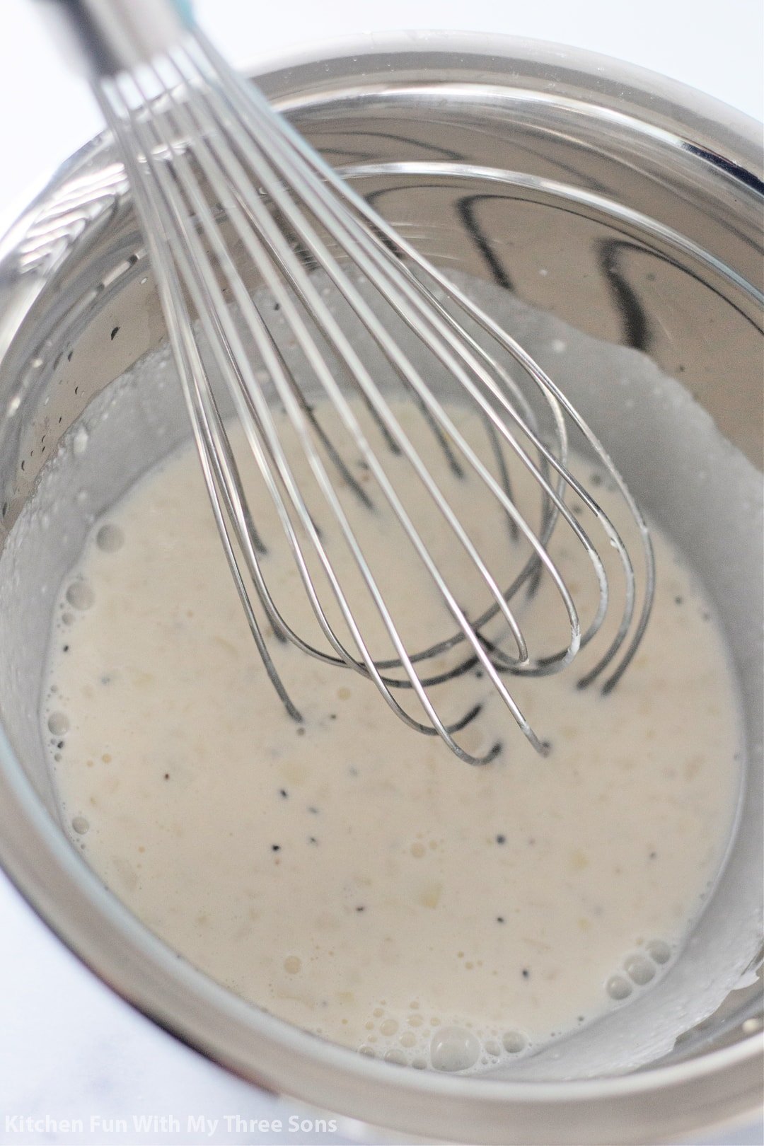 Coleslaw dressing ingredients being whisked