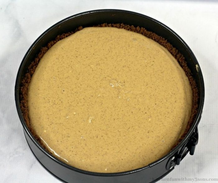 The batter poured into the prepared pan.