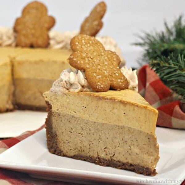 A piece of the cheesecake with the rest behind it.