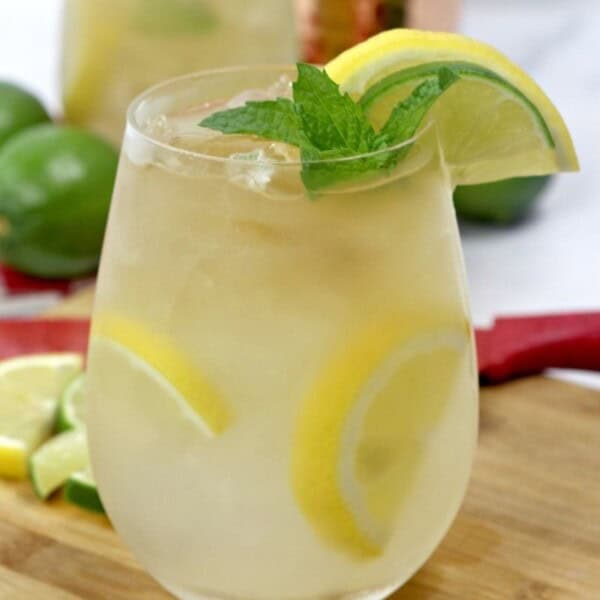 The lemonade cocktail in a serving glass.