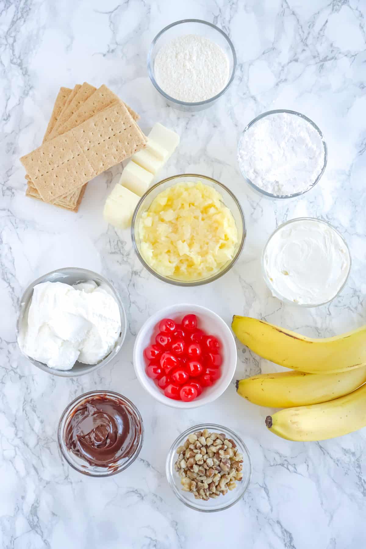 ingredients for Banana Split Pie