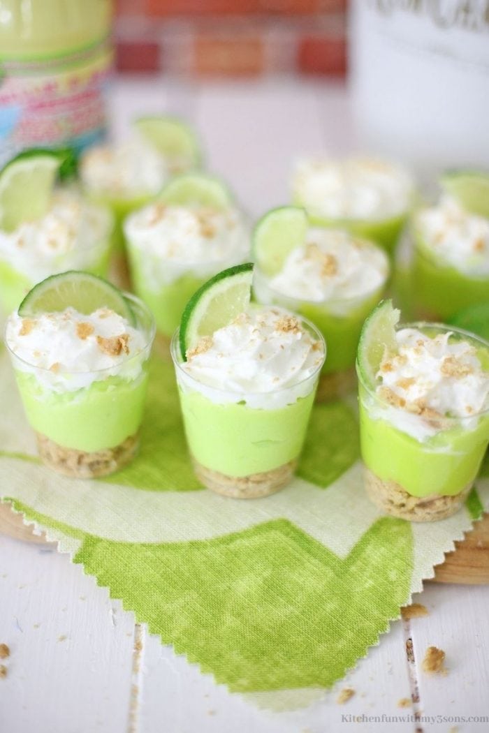 A few of the key lime shooters on a platter.