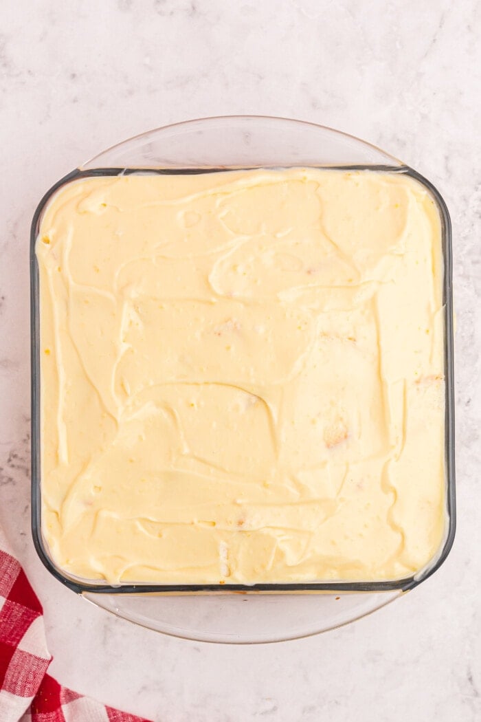 pudding  in a baking dish