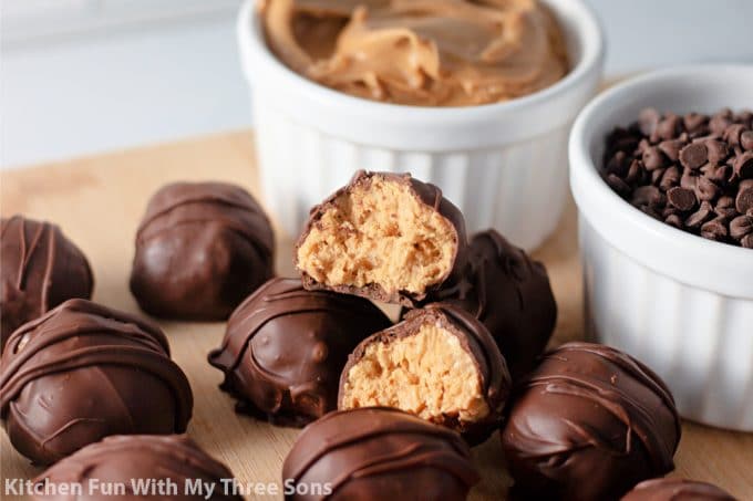 Peanut Butter Balls with Rice Krispies.