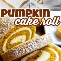 Pumpkin Cake Roll with cream cheese filling.