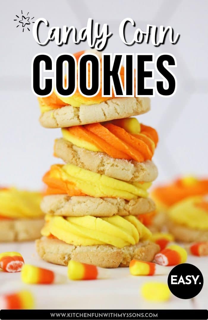 pinterest image for candy corn cookies