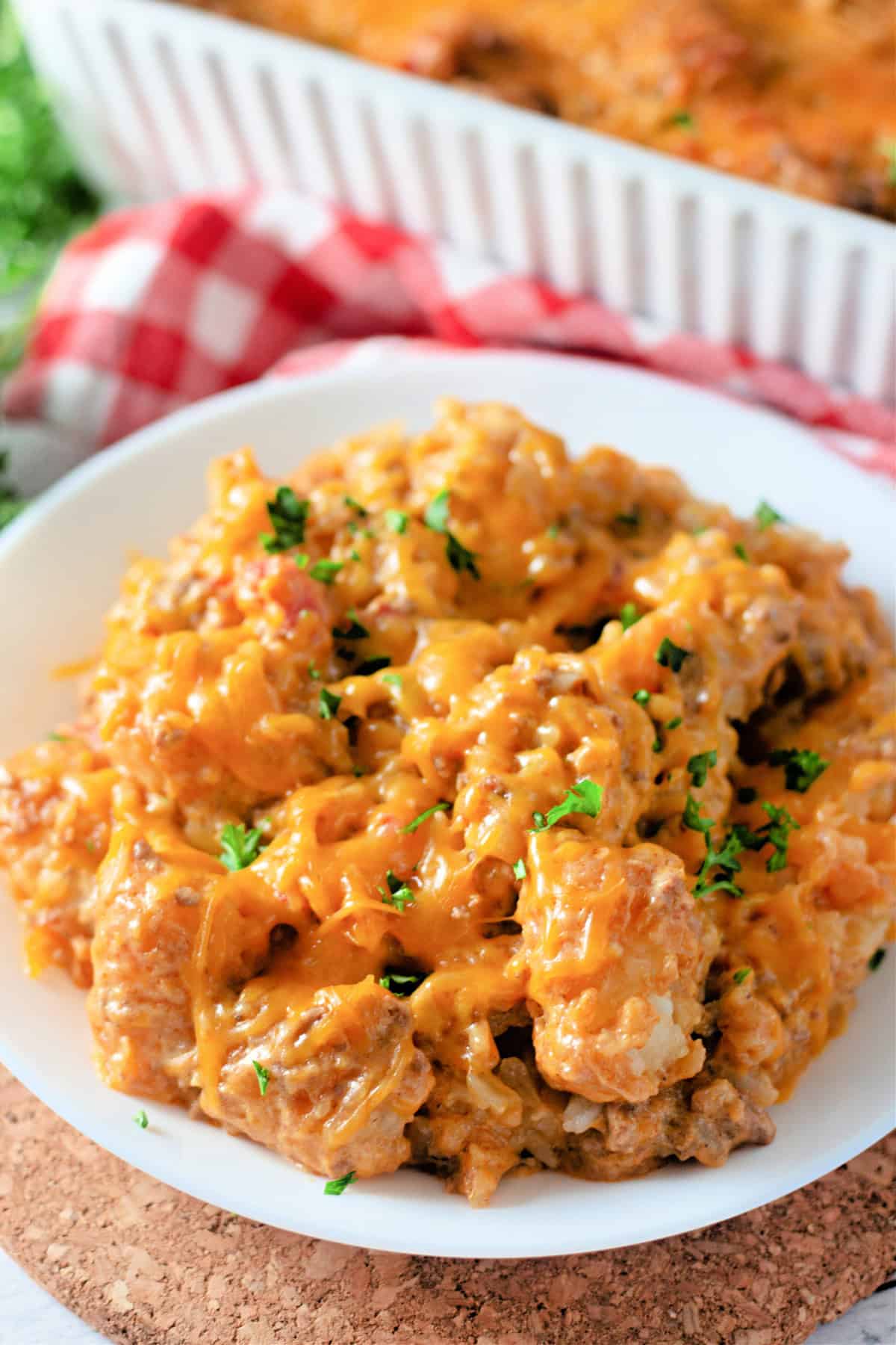 Taco Tater Tot Casserole on a plate.