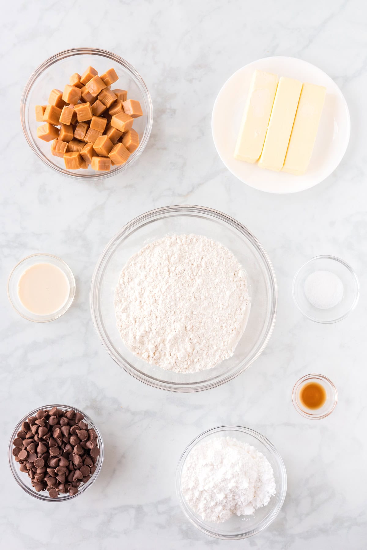 Ingredients needed to make Twix cookies