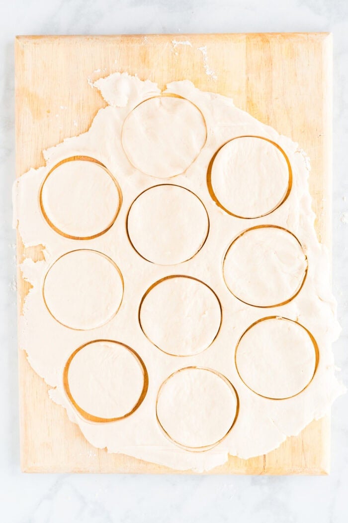 Cookie dough cut into circles