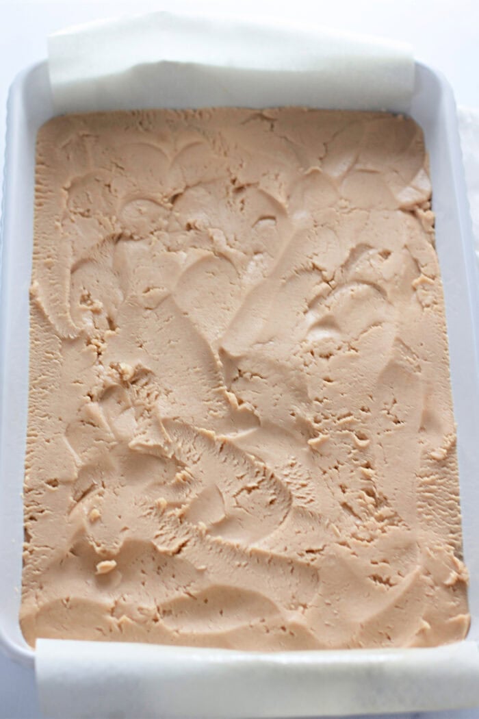 Peanut butter filling in a baking dish