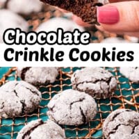 These delicious Chocolate Crinkle Cookies are like fudge brownies in the form of a cookie coated in powder sugar! One of our favorite Christmas cookies and so pretty for your Holiday cookie tray! #Recipes #Cookies