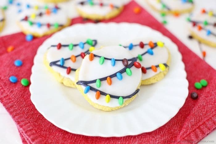 Christmas Light Cookies on a serving plate.