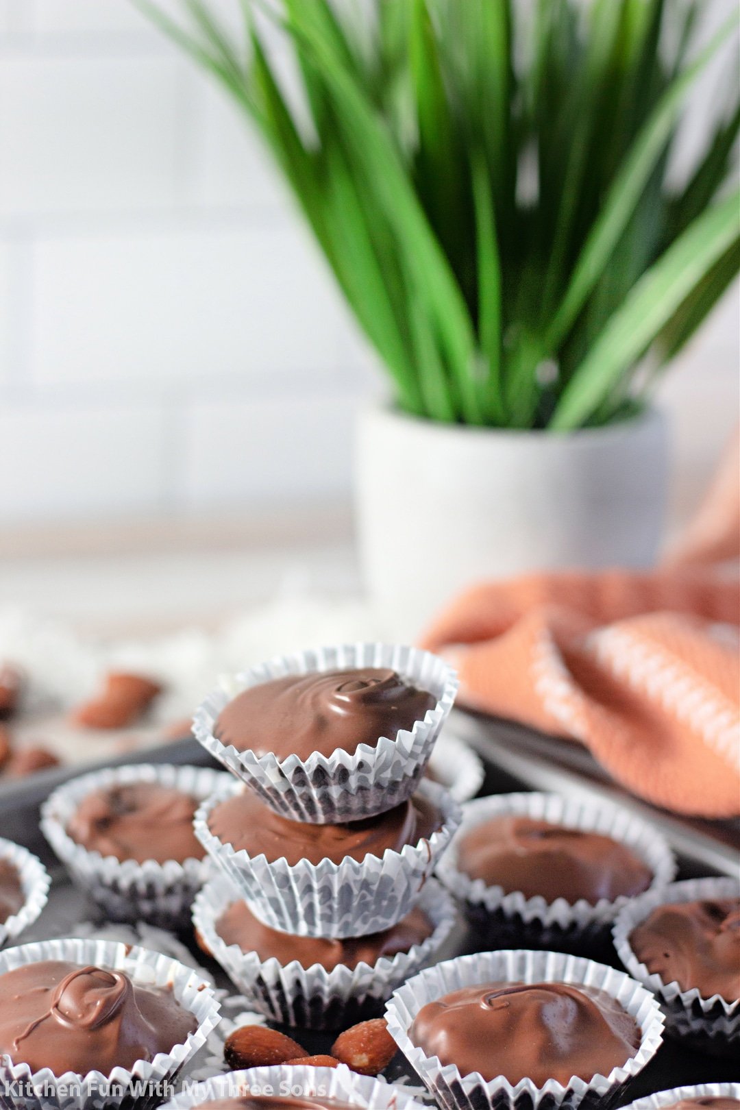 a sheet pan full of Homemade Almond Joys.