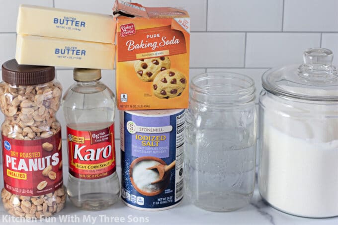 ingredients to make Homemade Peanut Brittle Recipe.