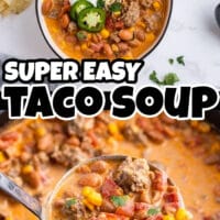 Get ready to switch up your Taco nights with this delicious Taco Soup! This soup recipe is so flavorful and a great hearty meal for feeding a crowd of people or to serve to your family. #Recipes