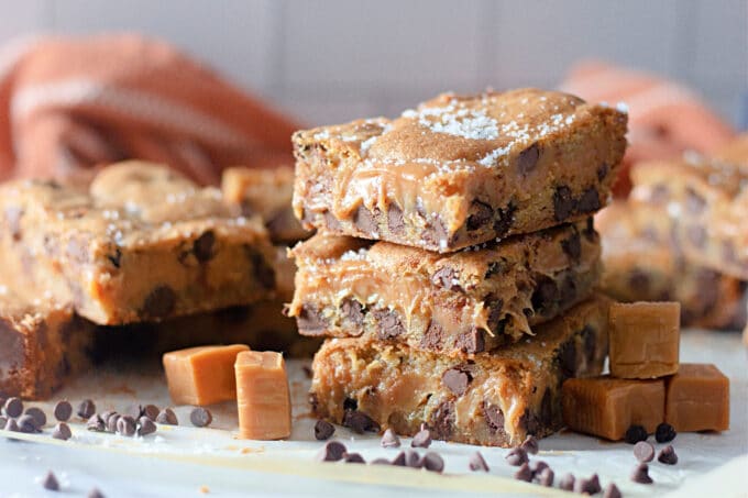 Salted Caramel Chocolate Chip Cookie Bars.