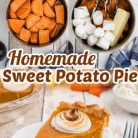 A delicious and easy homemade Sweet Potato Pie recipe with just five ingredients. This from scratch Thanksgiving pie is a hit every year. #Recipes #Dessert