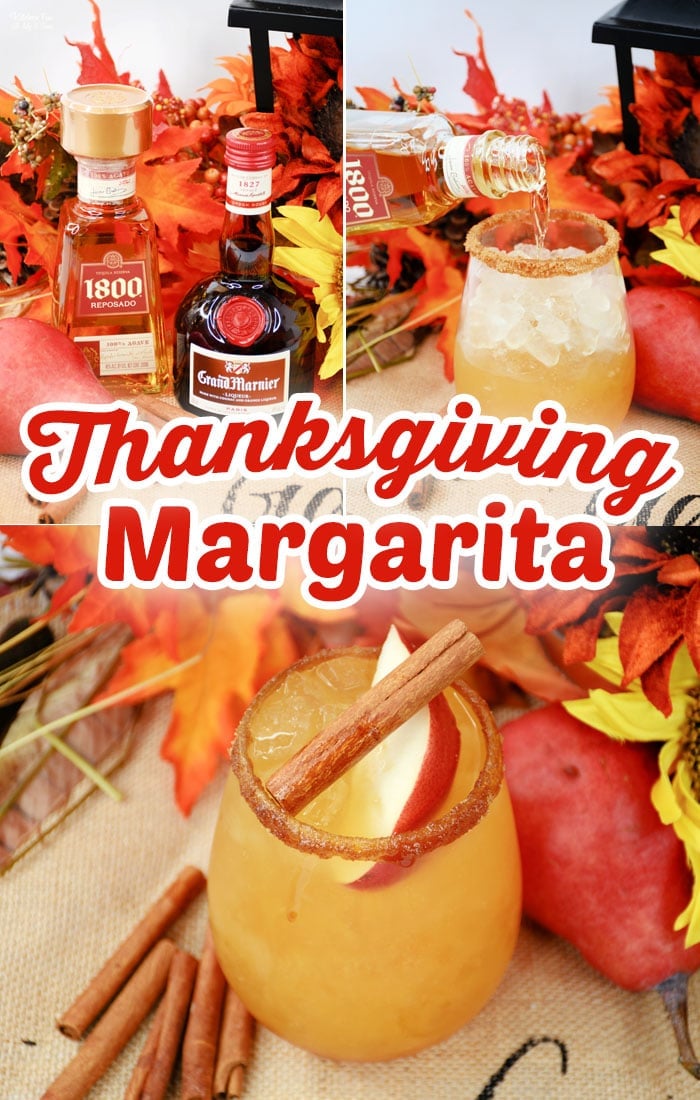 This Harvest Margarita recipe is perfect for fall and Thanksgiving. It's full of the flavors of pear, apples and orange. #Recipes #Drinks