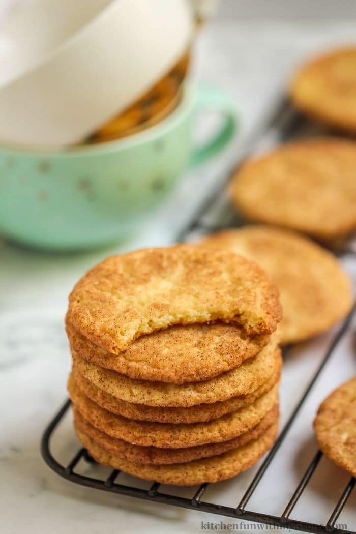 Snickerdoodles stacked on top of each other.
